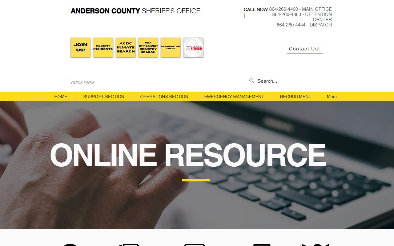 Anderson County MyACSO portal for inmate search and booking record access