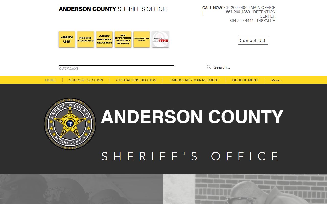 Anderson County Sheriff's Office main website for arrest records and public safety information