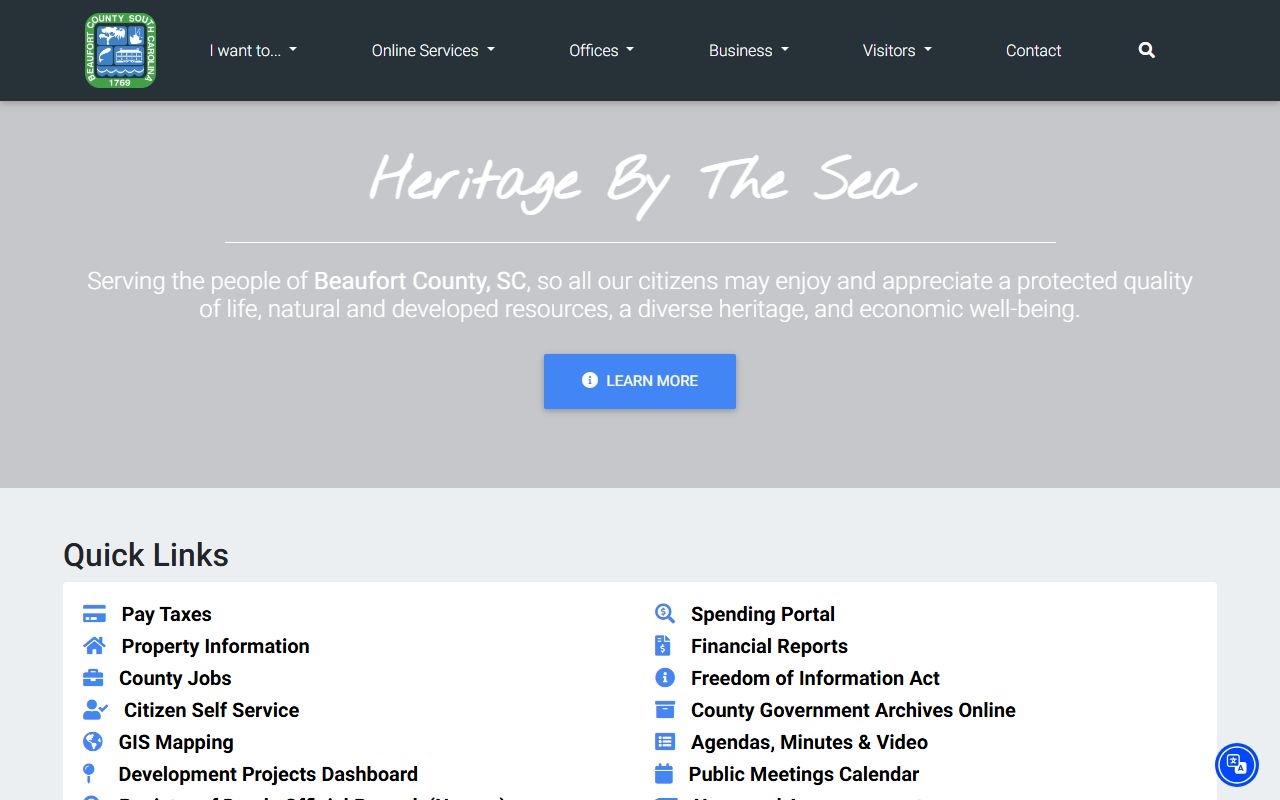 Beaufort County government website for public booking records