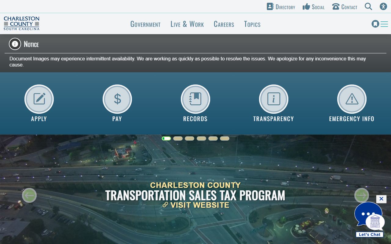 Charleston County government website for public records and services