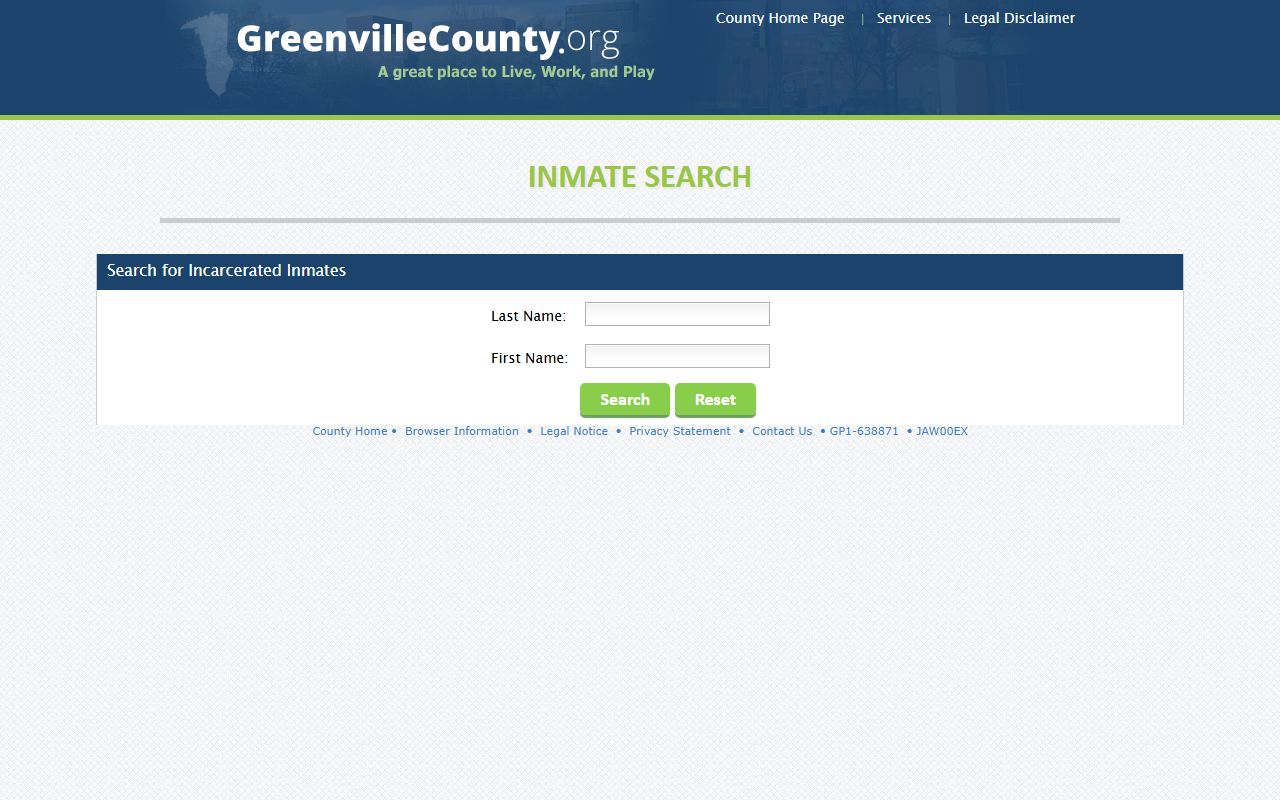 Greenville County inmate search tool for 72 hour booking records