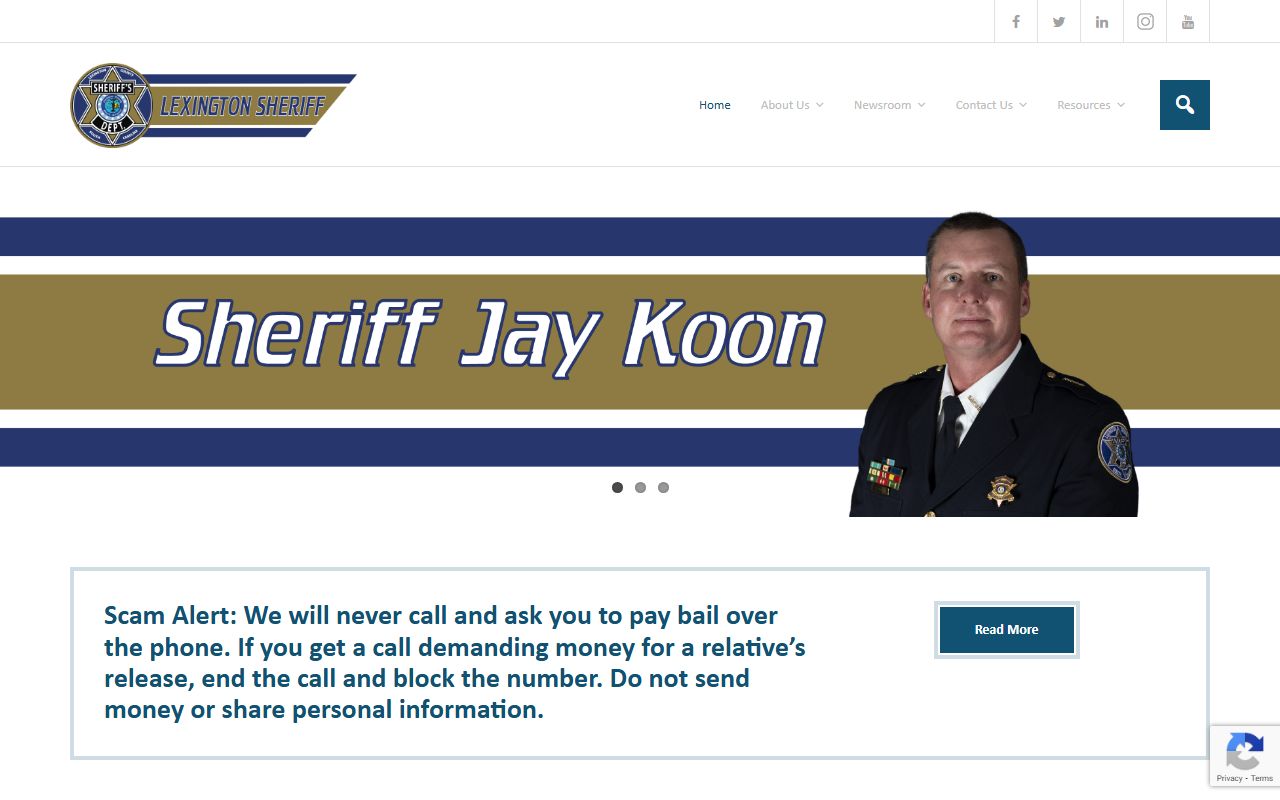 Lexington County Sheriff Office site for 72 hour booking records