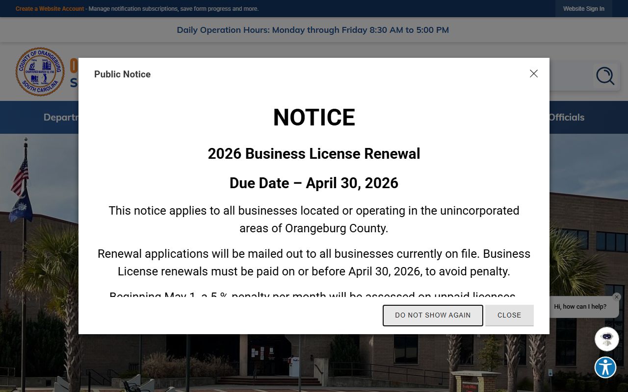 Orangeburg County government site for 72 hour booking records