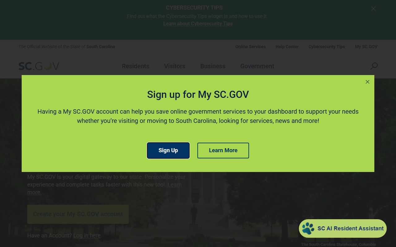 South Carolina state government portal for accessing 72 hour booking records
